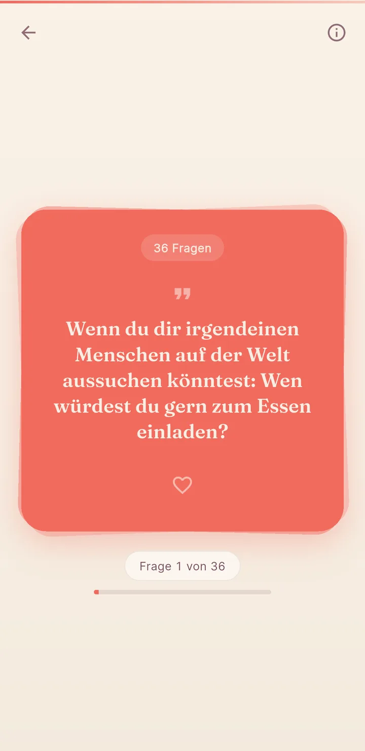 Fragekarte aus den 36 Fragen zum Verlieben
